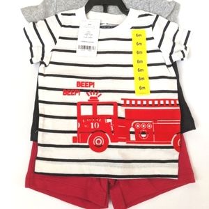 Twins 2 sets Carter's Baby 4 Piece Short Set Fire Engine